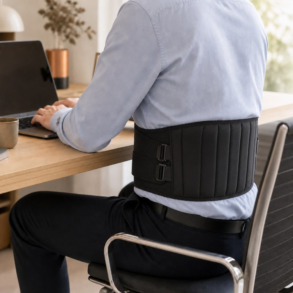 Geste 3 : la ceinture Braizia portée au bureau pendant la journée